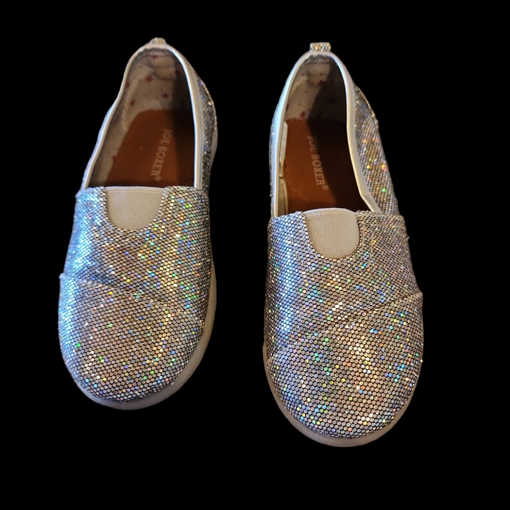 Joe Boxer Silver Glittery Metallic Slip on Shoes Size 11